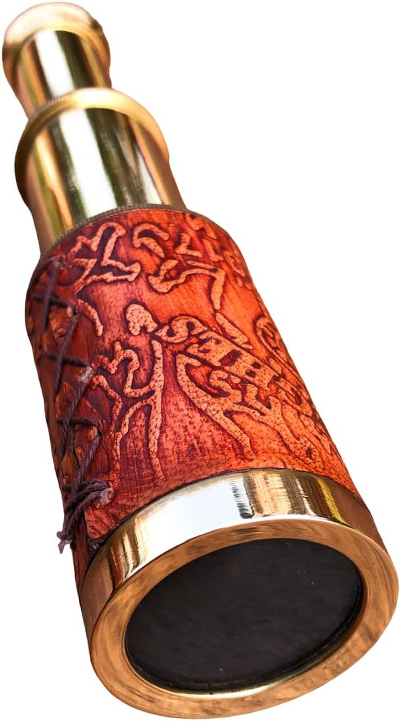 Nautical Handheld Pirate Brass Telescope with Box/Case Sailor Home Decor Pirate Captain Boat Gift (6", Kelvin & Hughes) - Brass image number 1