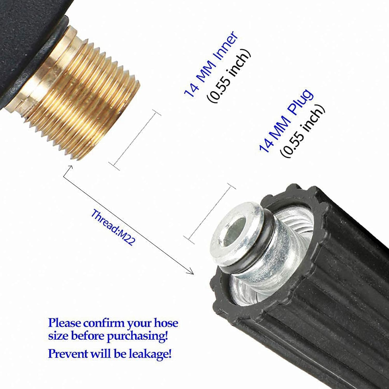 High Pressure Washer Gun,3000 PSI Max with 5 Color Quick Connect Nozzles M22 Hose Connector 3.0 TIP image number 5