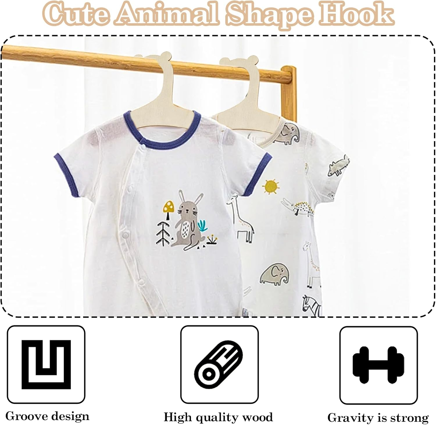 15 Pcs Wooden Baby Clothes Hangers, 9 Inch Baby Pant Hanger Ganchos Para Ropa De Bebe, Newborn Child Hangers for Nursery Kids Coats, Pants and Jackets image number 4