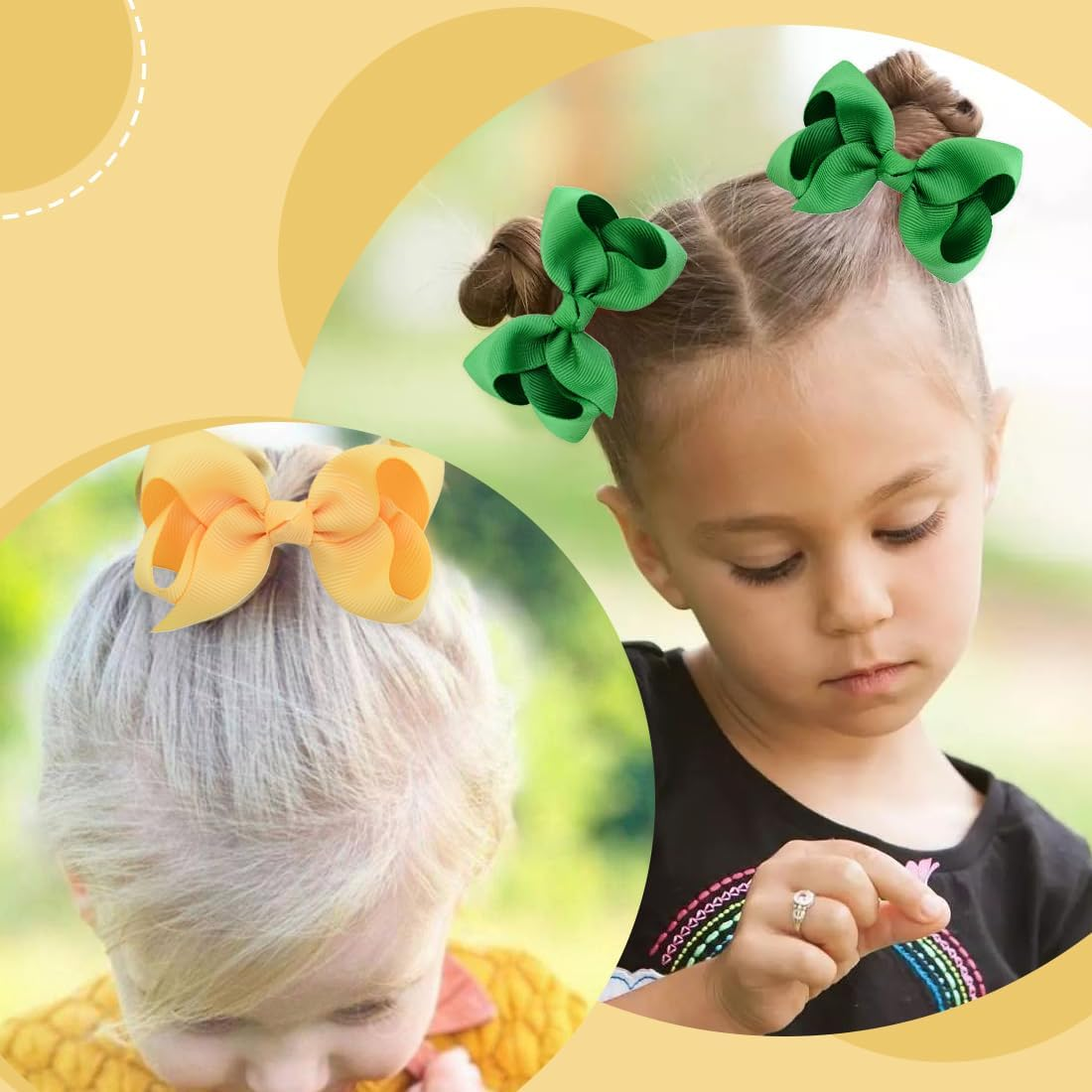 YOCDNOV Pack of 6 Bow Hair Clips - Ponytail Clips 3 Inches, Duckbill Hair Bow for Teenage Girls Hair Accessories (Small Blue + Dark Green + Orange) image number 4