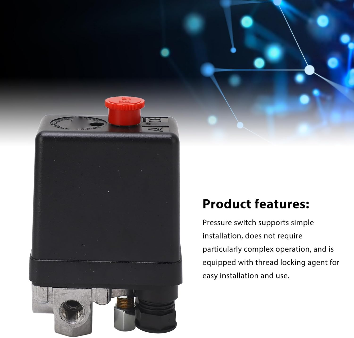 Air Compressor Pressure Switch AC240V 20A 135 to 175Psi Adjustable Pressure 4 Ports Air Compressor Pressure Switch