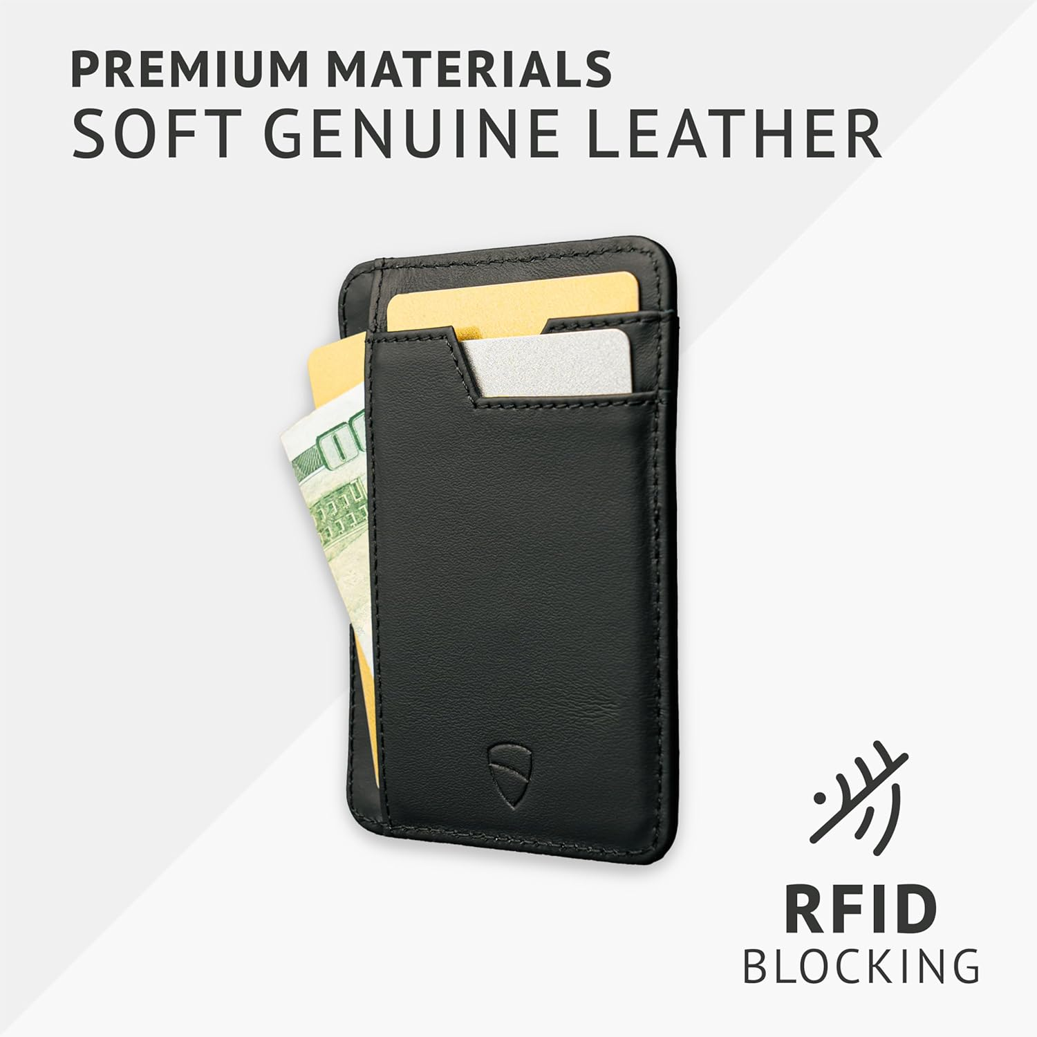 Vaultskin Brixton Slim Card Holder with ID Window - Minimalist Front Pocket Leather Wallet with RFID Protection for Men and Women (Jet Black) - Chestnut Brown image number 2