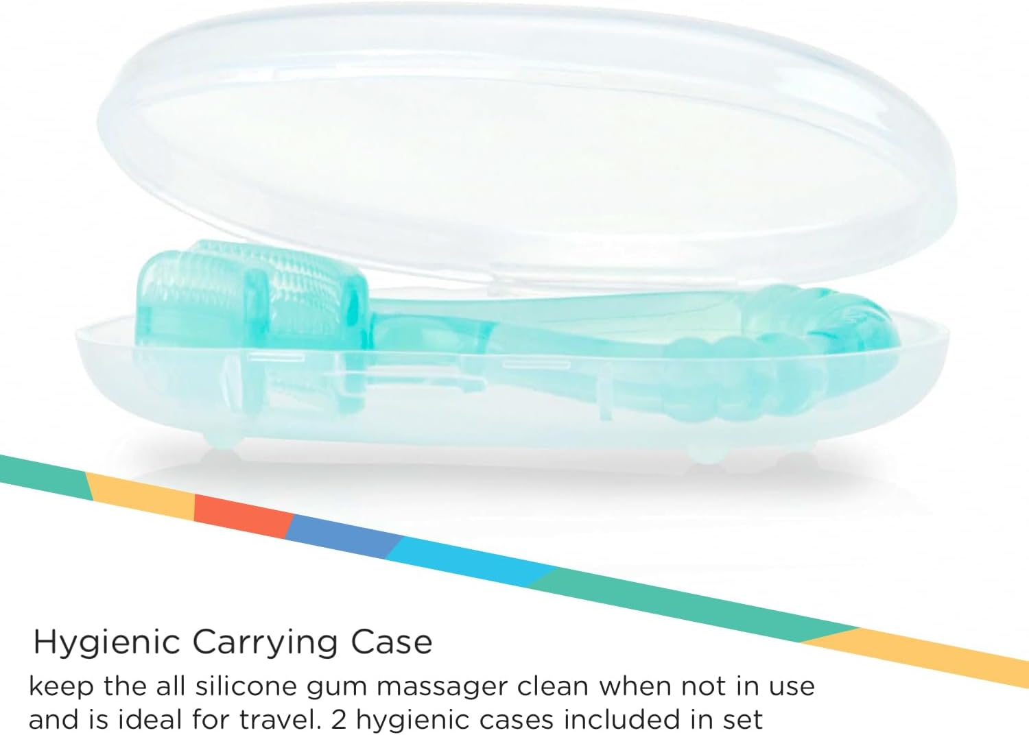 Nuby Soft Silicone Gum Massager with Hygienic Case, 2-Pack, 3 M+ image number 1