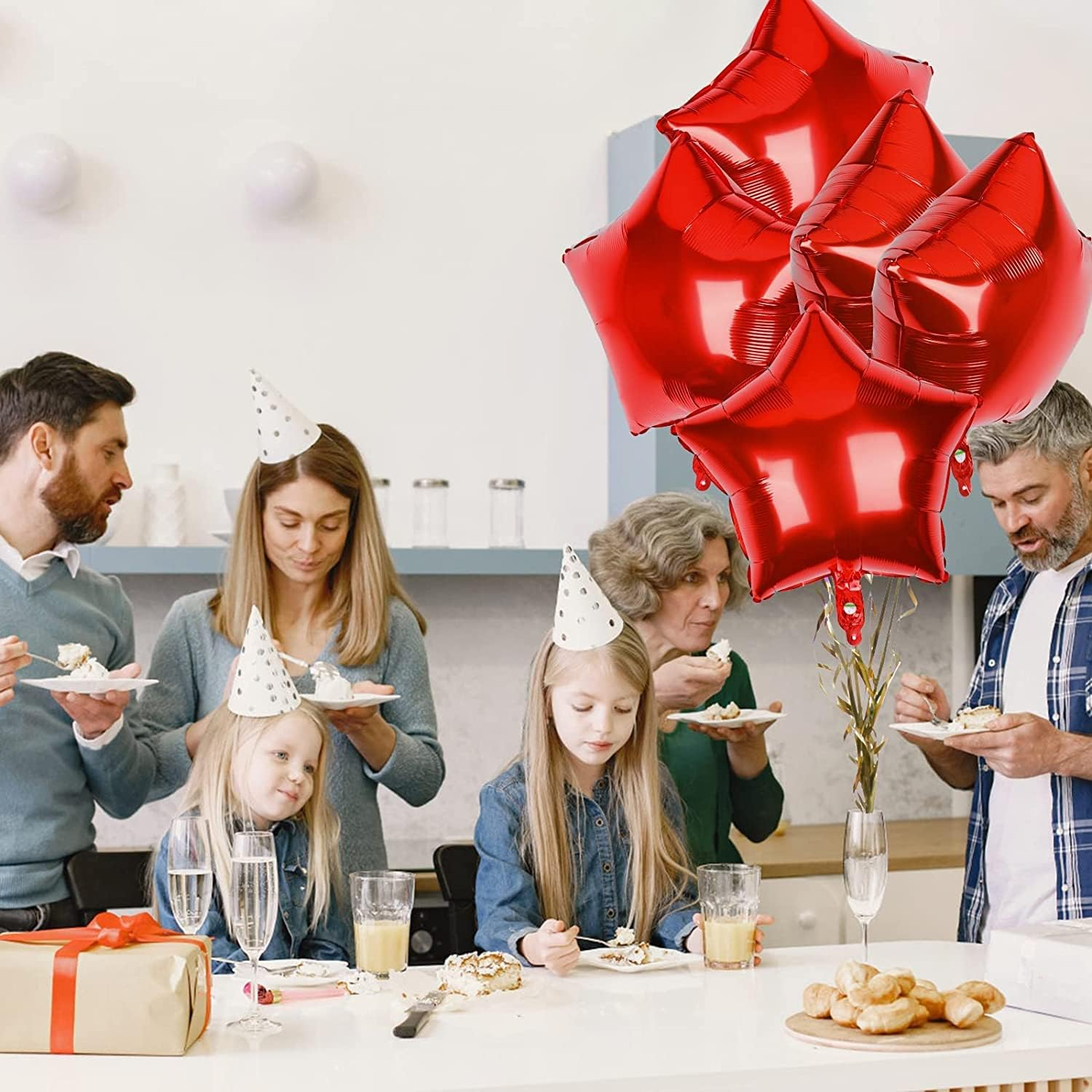 18" Star Balloons Foil Balloons Mylar 10Pcs Balloons for Baby Shower, Gender Reveal, Wedding, Magical Prom or Engagement Party Decoration (Red) - Blue image number 3