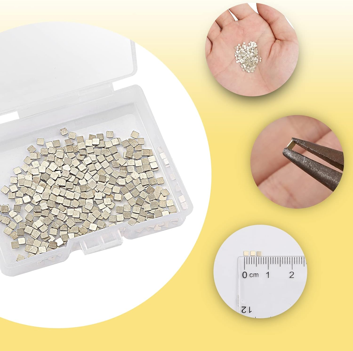 AIEX 4 Grams (About 400 Pcs) Silver Solder Flux for Jewelry, 2X2Mm Precut Silver Solder Chips Ultra Tiny Medium Density Easy Soldering for Jewelry Repair & Making (M Solder, 1360&deg;F) image number 1