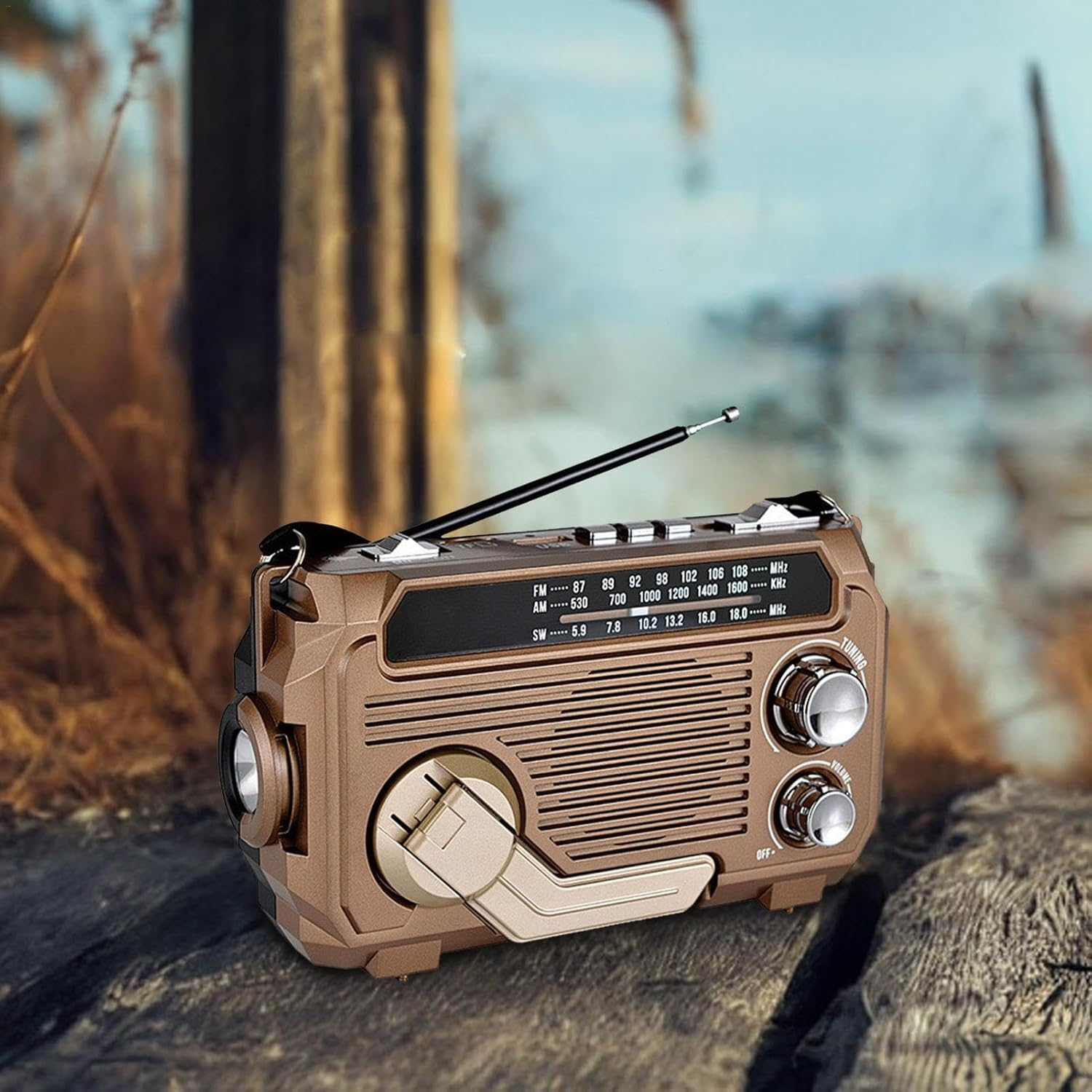 Hand and Solar Radio - Portable Radio Flashlight,Wireless AM/FM/SW Radio, 3 Way Charging Battery Operated Radio Survival Gadget for Indoor Outdoor image number 5