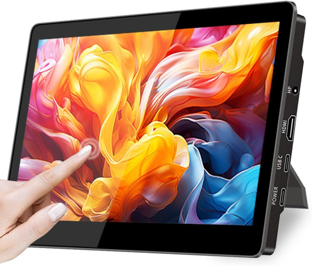 9 Inch Portable Monitor Touchscreen | 1200P |16:10|450Nits|Optical Bonding| HDMI/USB-C Port|Mini Display for Raspberry Pi Laptop Mini PC Mac image number 1
