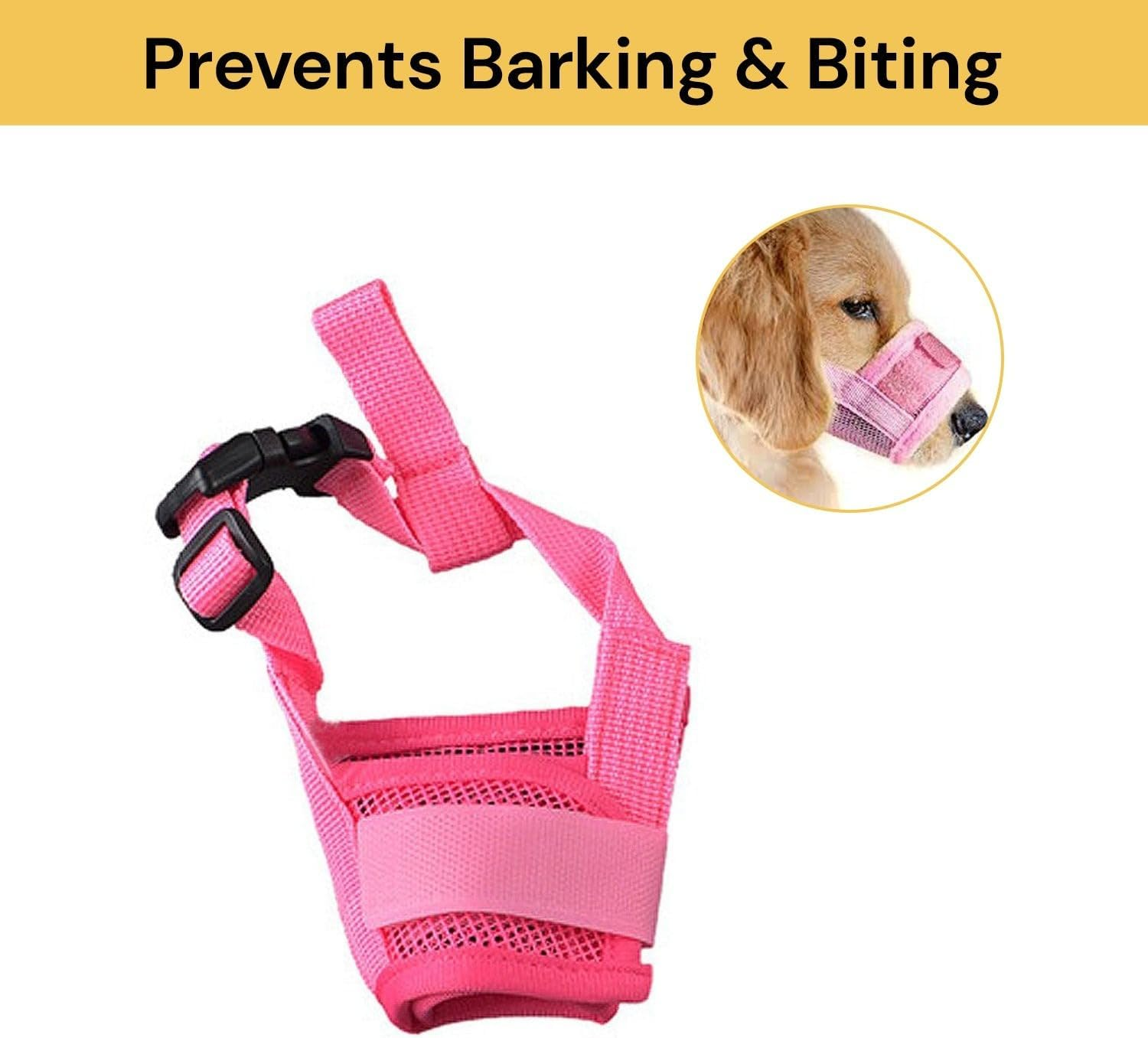 EZONEDEAL Pet Dog Muzzle, Soft Mesh, anti Biting Barking & Chewing, Adjustable, Pink, Medium image number 1