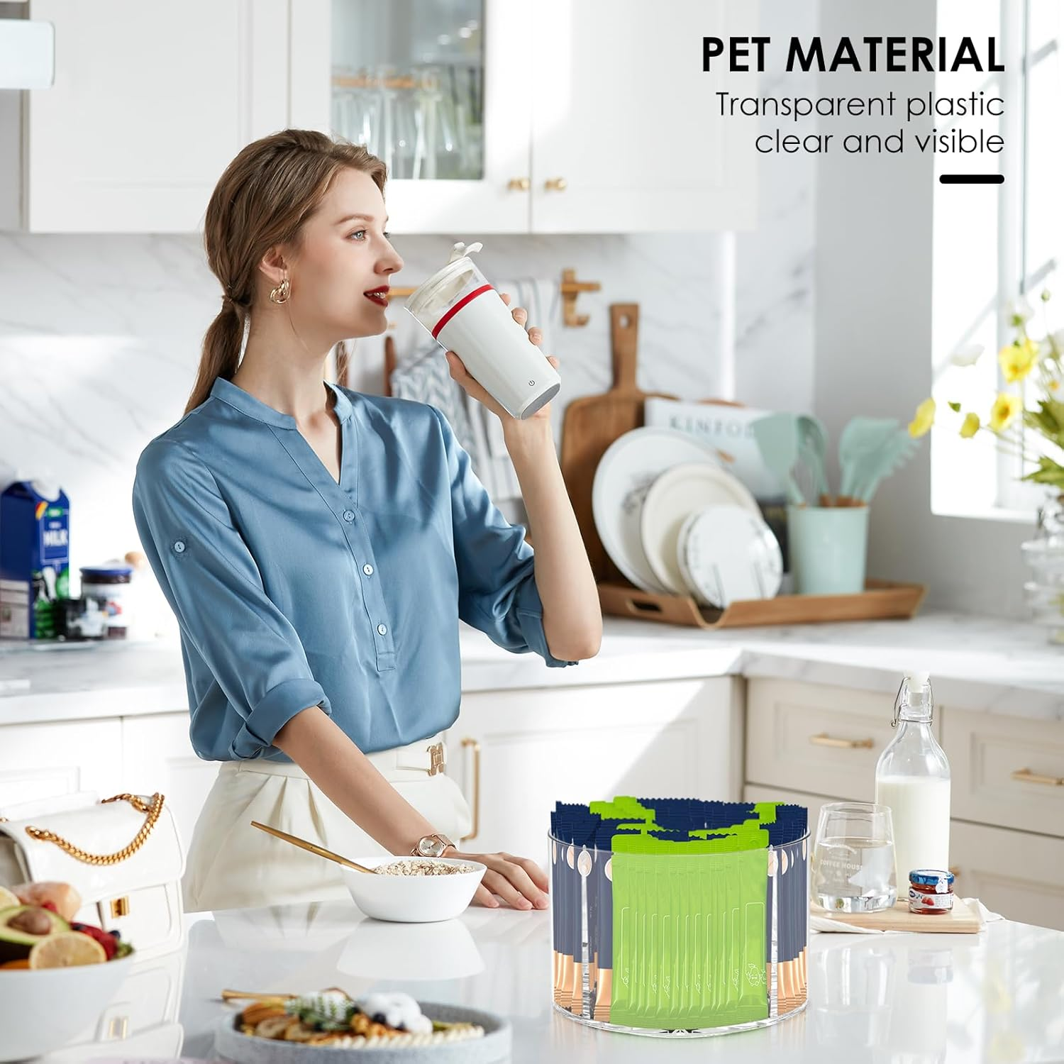 Lazy Susan Turntable, round Plastic Clear Lazy Susan Turntable Food Storage Container, Clear Turntable Organizer, Rotates 360 Degrees for Kitchen Cabinet, Pantry and Bathroom Organization (1PC)