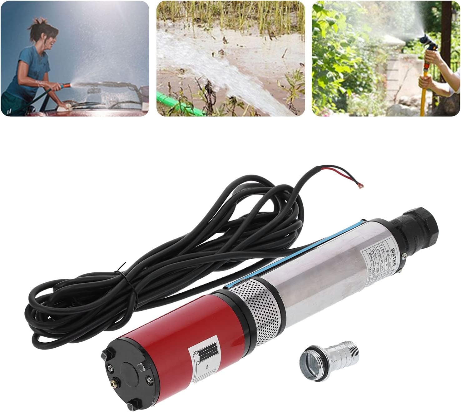 Deep Well Submersible Pump, DC 24V Solar Water Pump 114.8Ft Head Large Flow High Lift 5 M&sup3;/Hour Flow Rate, Submersible Deep Well Pump Battery Solar Brass Motor for Industrial and Home Use image number 3