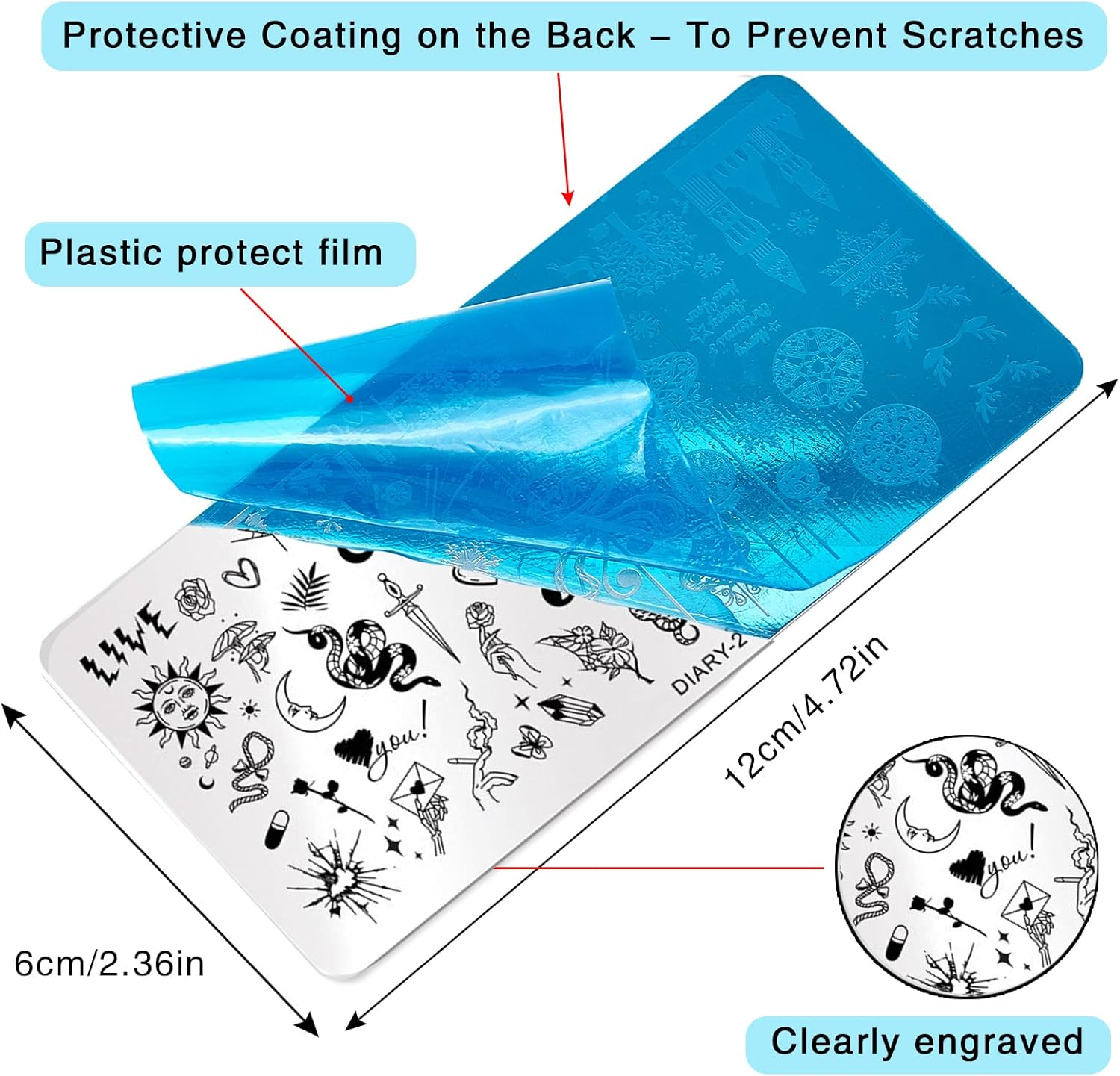 NICENEEDED Punk Style Nail Art Stamping Template, Tarot Cross Snake Butterfly Image Nail Plates Nail Supplies, 1Pc Mix Pattern Vintage Nail Templates for Printing Stencil Tools image number 4