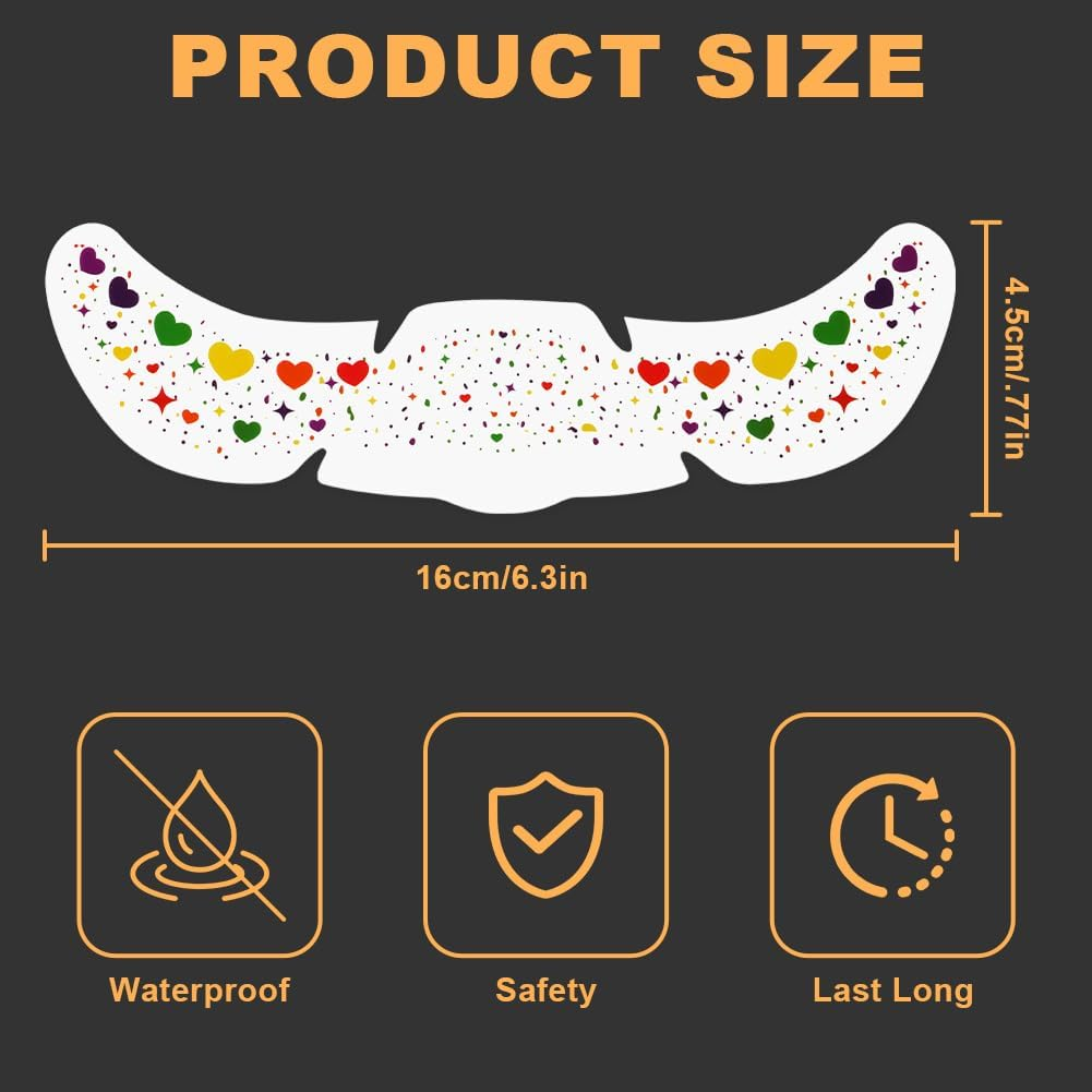 LOPHE Temporary Freckles Tattoos 12PCS Freckles Glitter Temporary Tattoos Heartproof Waterproof Tattoos Colorful Stars Heart for Carnival Shows Party Festival image number 3