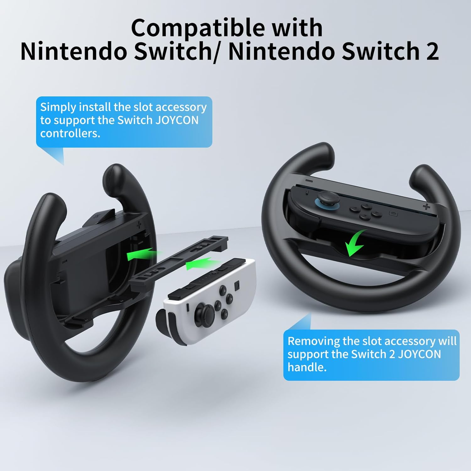 HONCAM Steering Wheel for Nintendo Switch/Switch 2, Racing Wheel Table Attachment with 4 Suction Cup for Joycons, Enhanced Stability for Immersive Racing Games, Black image number 6