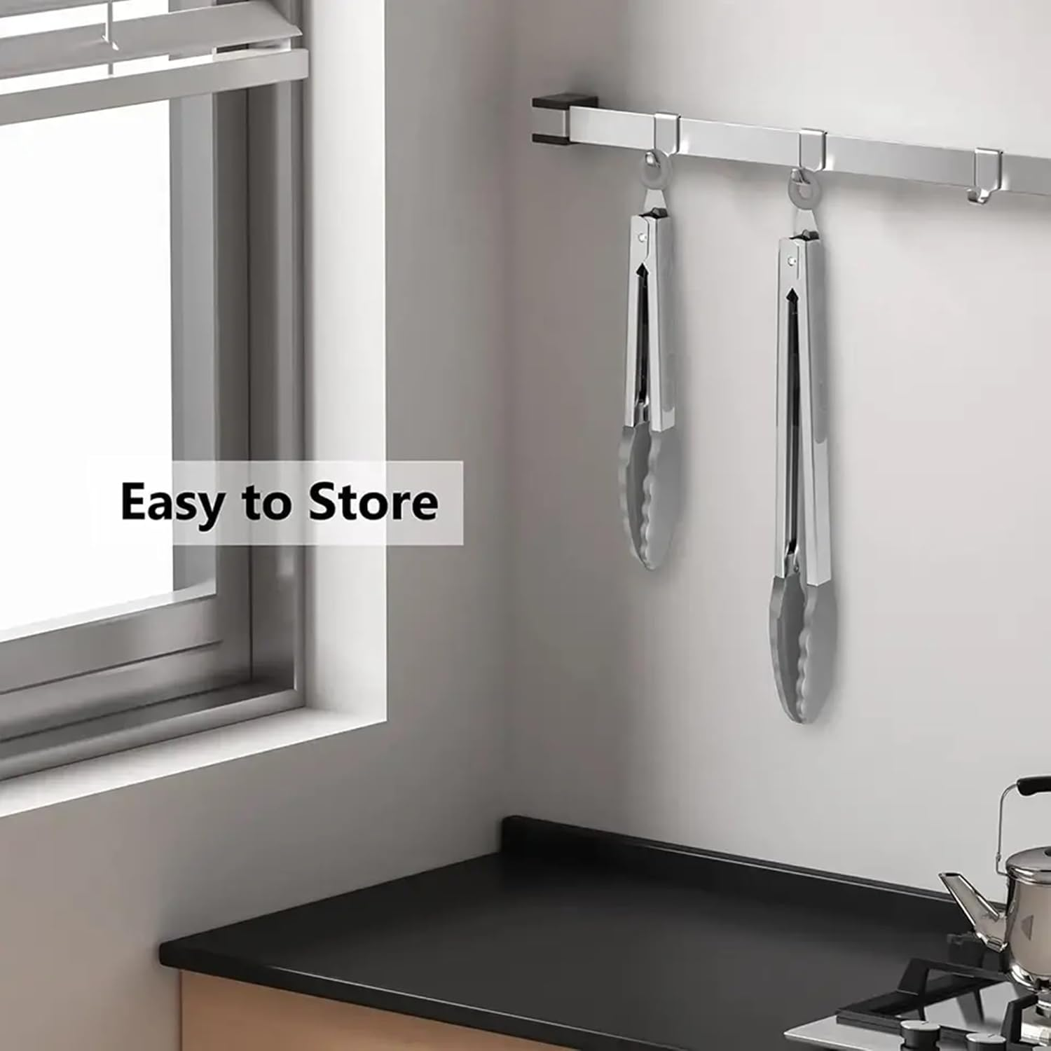 Sophistik Set of 2 Kitchen Tongs &ndash; 12" & 9" Premium Bpa-Free Non-Stick Silicone and Stainless Steel Food Tongs with Locking Mechanism, for Cooking, BBQ, and Grilling (Grey & Black) (Grey) - Grey image number 4