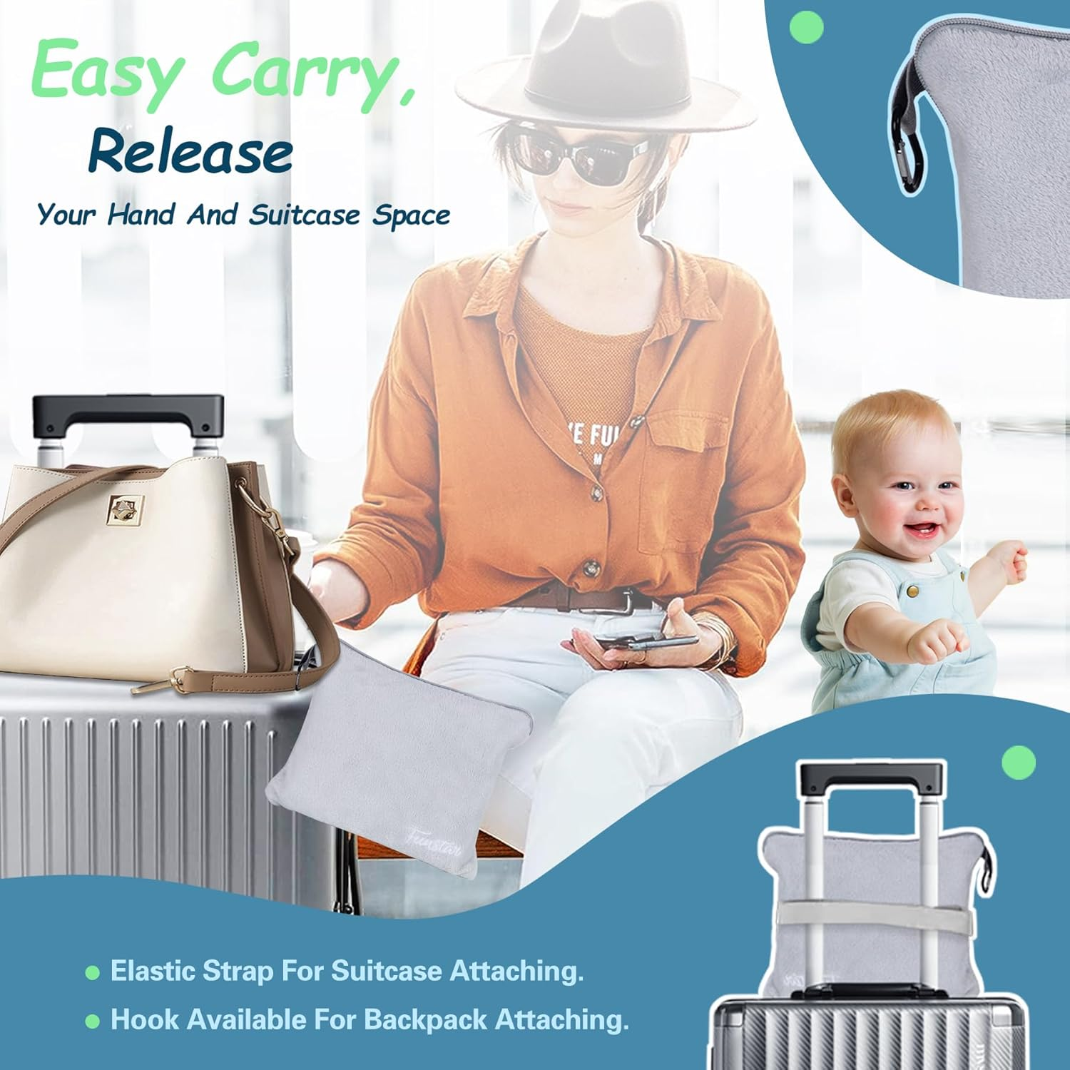 Airplane Seat Extender for Kids, Toddler Airplane Bed with Blanket, Baby Airplane Travel Essentials, Baby Portable Airplane Bed Footrest for Flight - Toddler Airplane Travel Essentials (Blue.)