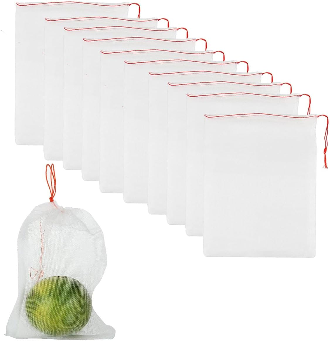 Fruit Protection Bags,100Pcs Reusable Garden Fruit Netting Bags,Drawstring Nylon Mesh Netting Barrier Bag for Protecting Fruits and Vegetables(10X6 Inch) image number 4