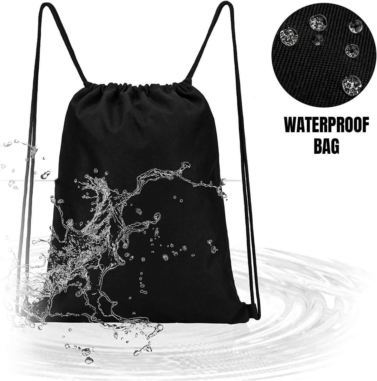 Adam & Eesa&reg; Unisex Drawstring Gym Bags - Personalised Waterproof Sack with Carry Handles for Mens & Womens - Kids PE Swimming School Bag - Ideal for Beach, Holidays, Shopping, Yoga (7.5L Capacity) - Black image number 4