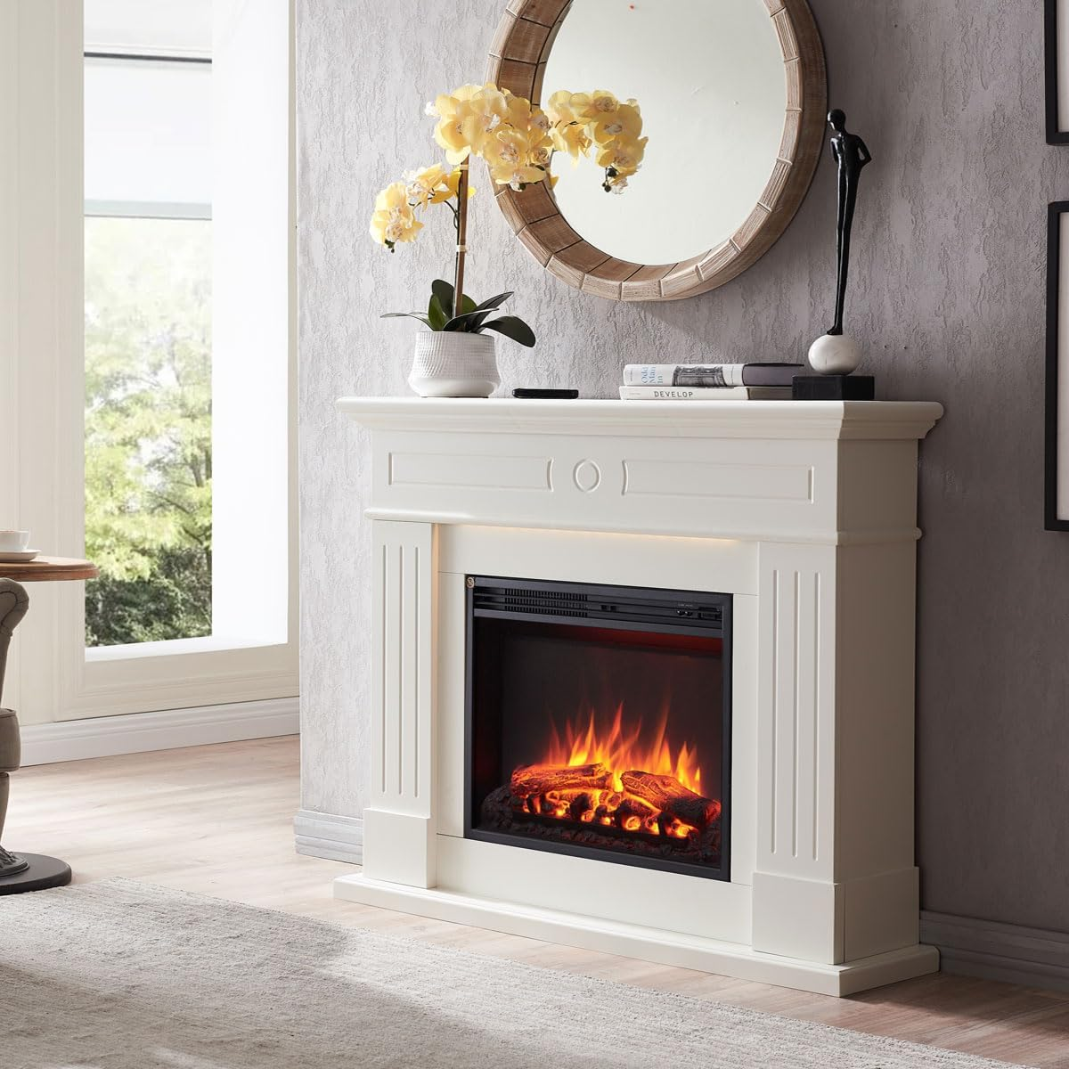 Modaliving Aura 2000W Electric Fireplace Heater White Mantel Suite image number 6