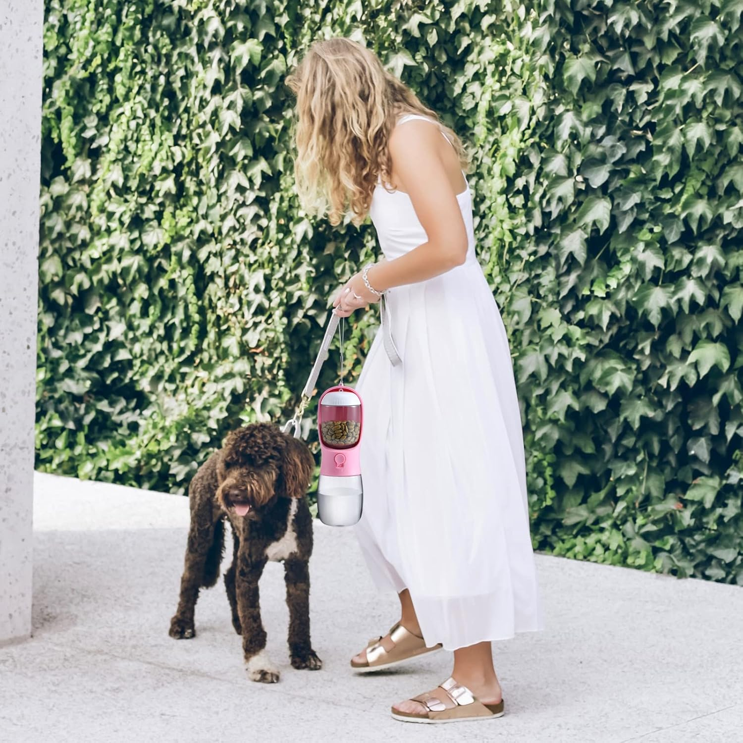 Dog Water Bottle with Food Container, Travel Puppy Water Bowl, Portable Pet Dispenser, Dog Stuff Accessories Items, Puppy Essentials Necessities for Yorkie Chihuahua Cat Walking and Hiking image number 3