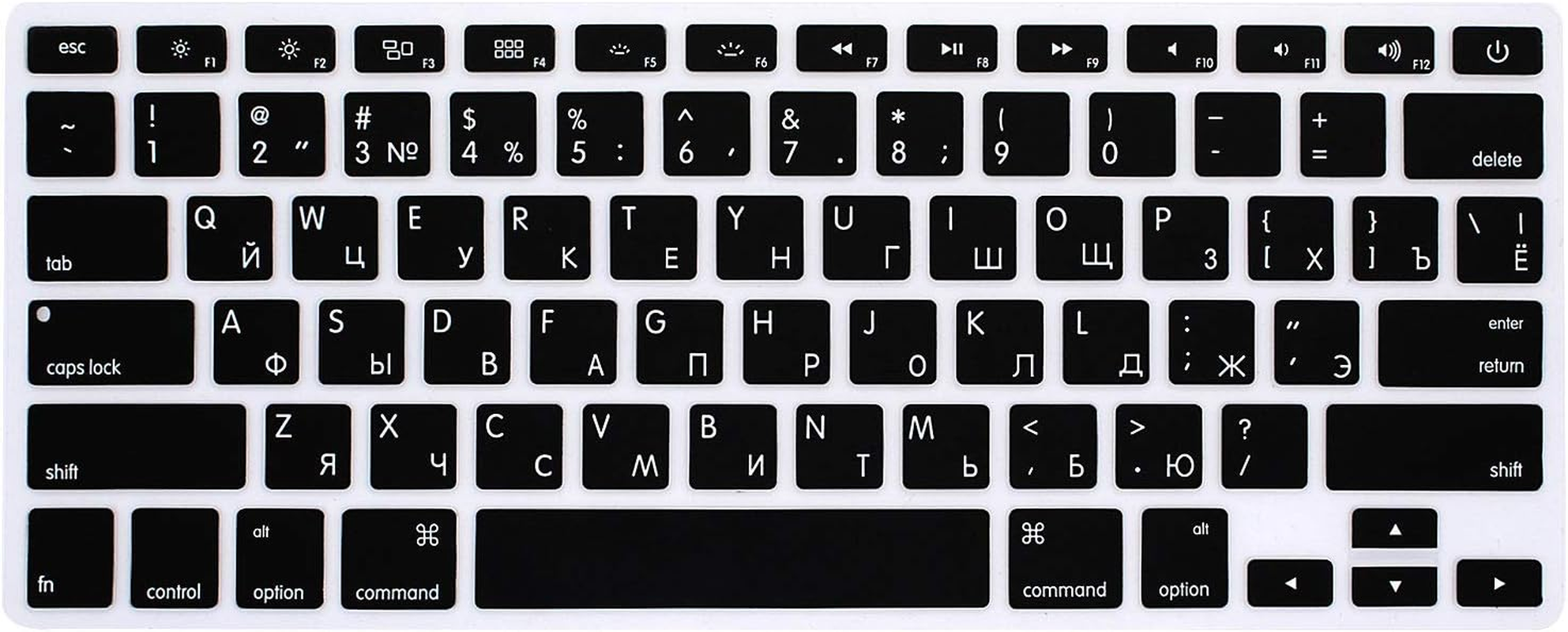 MMDW Russian Language Silicone Keyboard Cover Skin for Macbook Pro 13" 15" 17" (2015 or Older Version),For Macbook Air 13" A1369/A1466,USA Layout Protective Skin,Black - Taiwanese image number 2