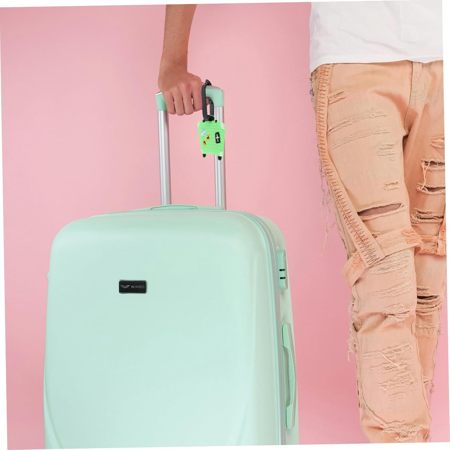 COSMEVIVI 4Pcs Silicone Cartoon Luggage Tag PVC Soft Travel Tags for Suitcase Cute Airplane Baggage Name Card Holder for Flights and Identification