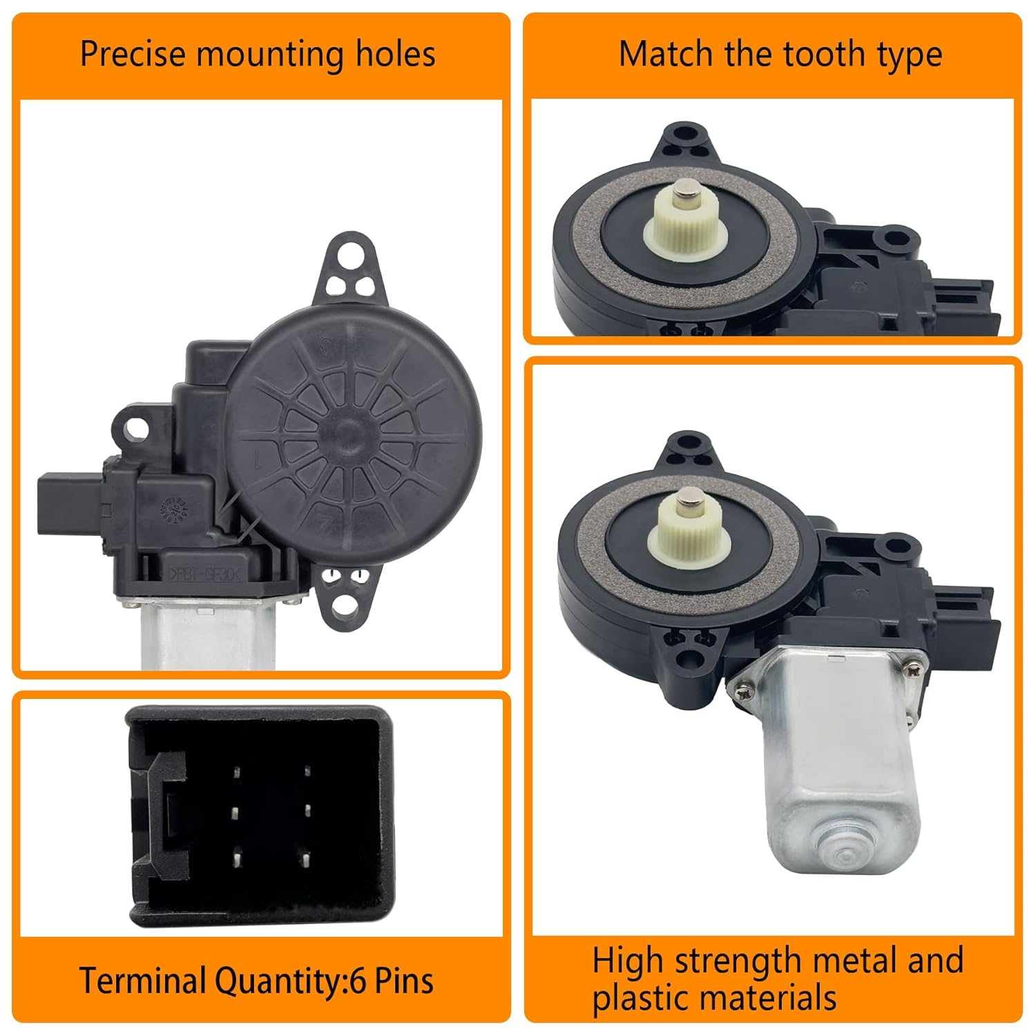 HXHAUTO 6 Pins Front Left Driver Side Power Window Motor Compatible with Mazda 2/3/3 Sport/Cx-5/6 ， Compatible with Mazda 6 2016-2018 Sedan Rear Left Driver Side，Replace for D6515958XB D6515958XA