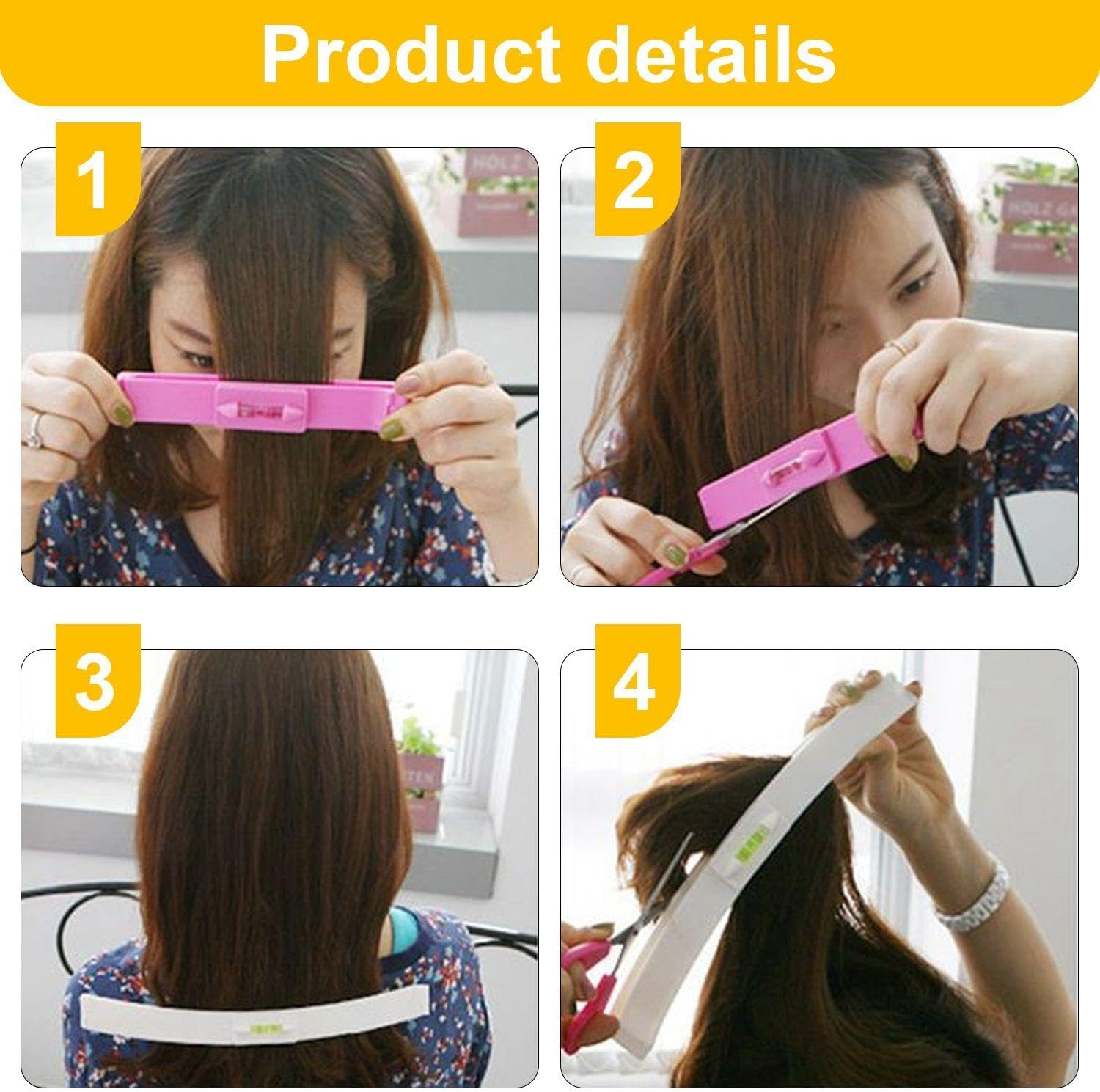2 Pieces Bang Ruler and 1 Piece Scissors, Hairstyle Making Tools, Hair Trimming Tools, Hair Salon Accessories. image number 1