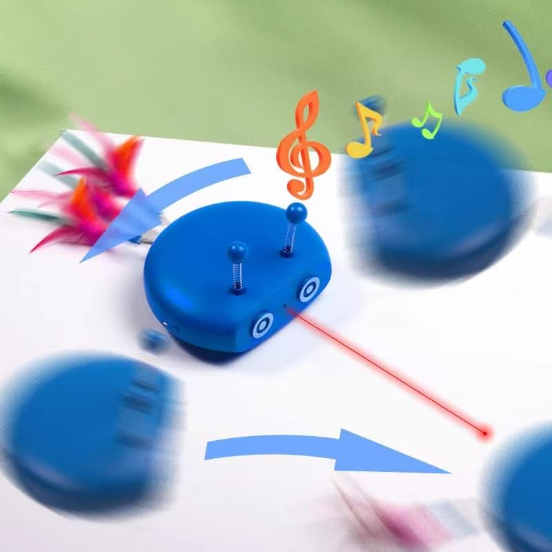 Interactive Cat Toys, Cat Feather Wands, Cat Laser Toys, Imitation Bird Calls, USB Rechargeable, Indoor Intelligent Cat Toys with Universal Wheels /218 image number 6