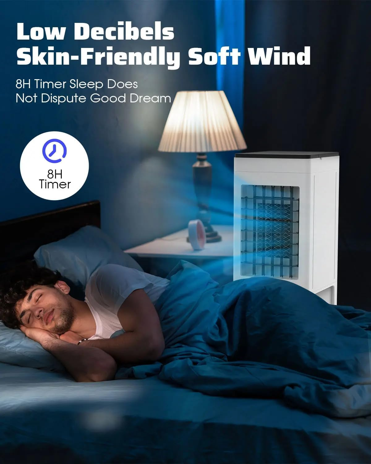 YOPOWER Evaporative Air Cooler, 3 in 1 Air Cooling Fan with 8L Water Tank, 4 Ice Packs, 3 Speeds, 12H Timer for Rooms Home Bedroom Office image number 5