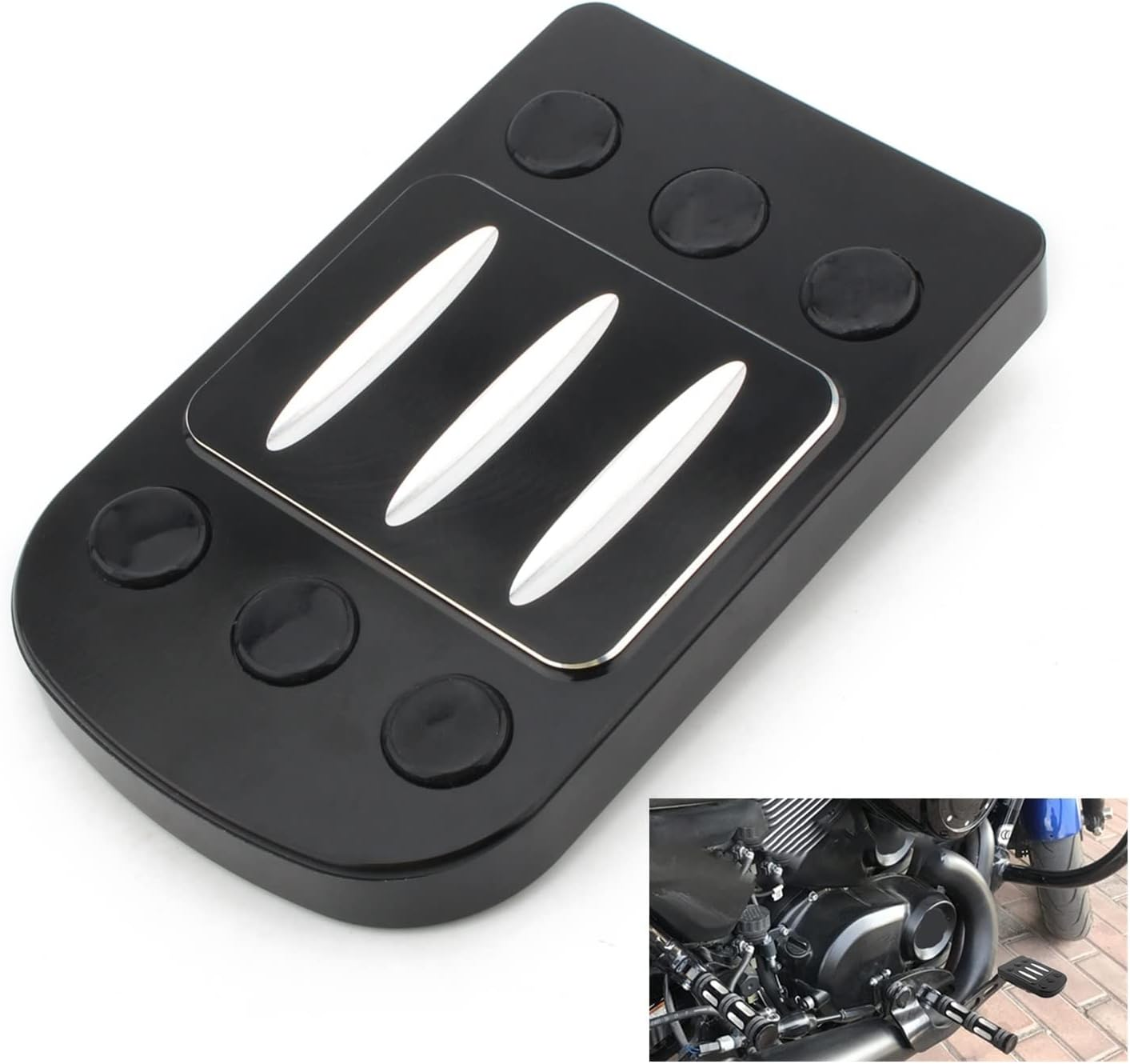 TRUSTTWO Motorcycle Brake Pedal Pad Cover CNC Large Foot Pegs Footrest Compatible with Harley Touring Electra Glide Softail Dyna FLTR FLHR FLHT Trike the New (Color : Chrome B) image number 6