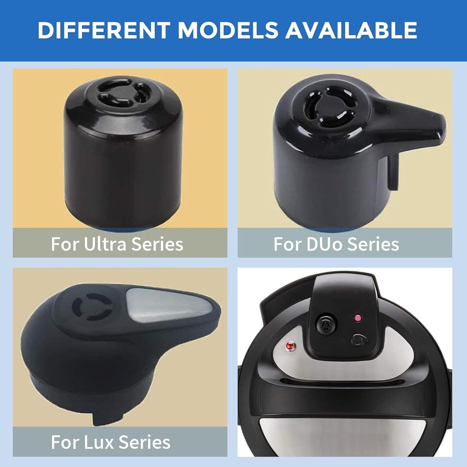 Pressure Cooker Replacement Parts Steam Release Handle Steam Valve for Instant Pot, Duo Nova, Duo Gourmet 6 Qt, DUO CRISP AF 8, Ultra 3, 6, 8 Qt, Viva 6 Quart, Cap Replacement Part Accessories