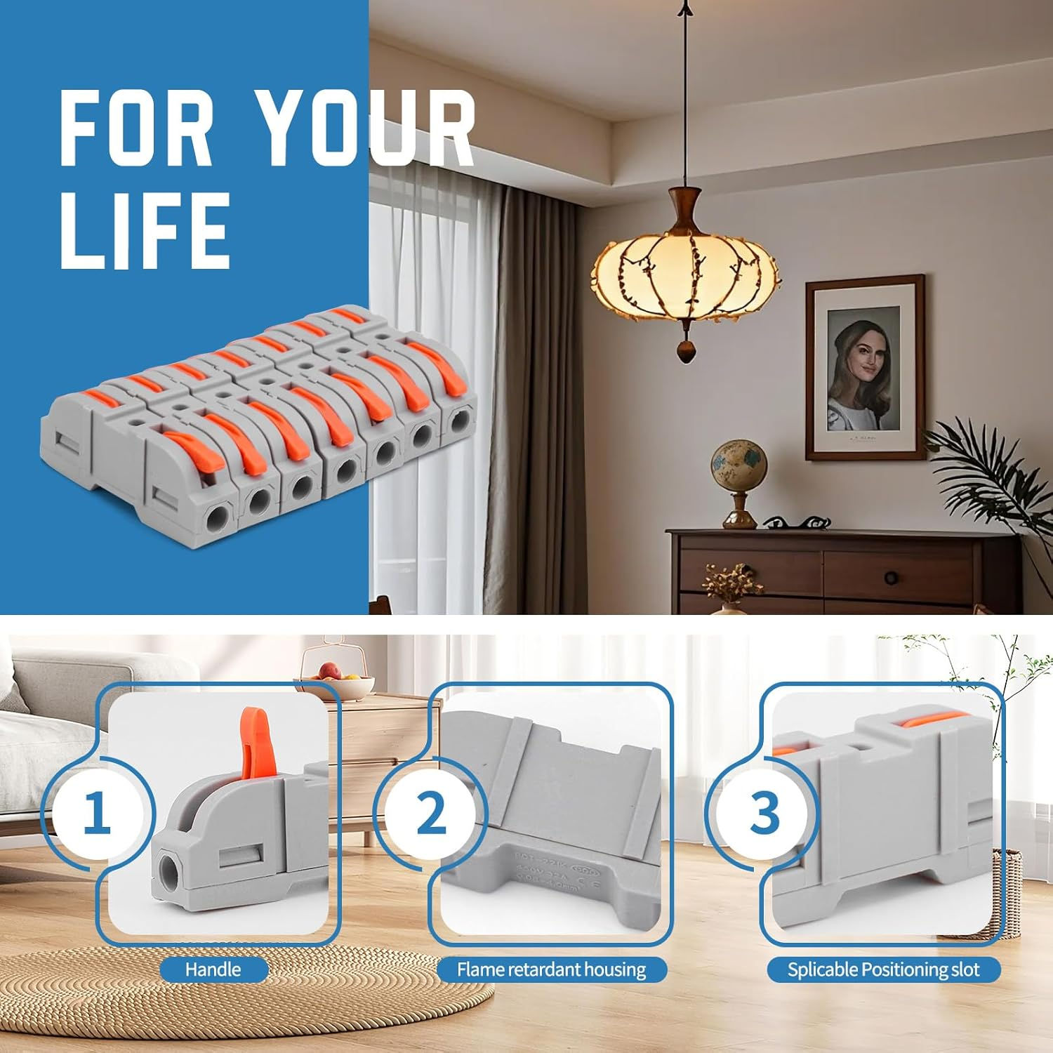 80 PCS Quick-Connect Terminals, Wire Splitters, Connectors, Butt Splices with 1 Input and 1 Output, Electrical Wire Connectors, Easy to Assemble and Disassemble image number 6
