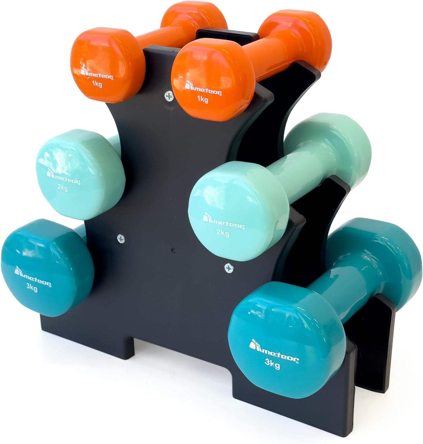 Meteor Dumbbells Anti-Slip Vinyl Dumbbell Soft Touch Gel Grip Hand Weights Home Gym Exercise Small Weight Set image number 1