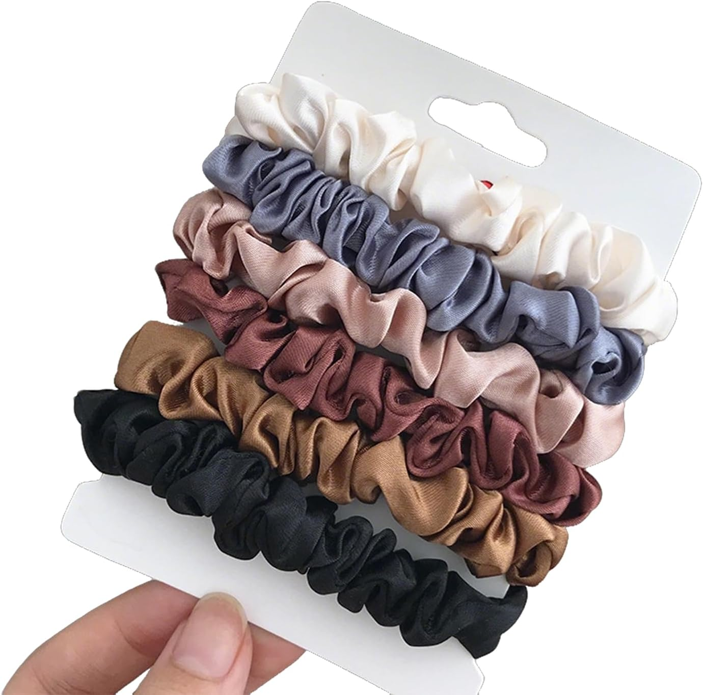 Yxvyxymyxxg​ Satin Scrunchies Set - 6-Piece Small Silk Hair Ties in Mixed Colors, Smooth & Comfortable for All Hair Types, Easy on Hair image number 4