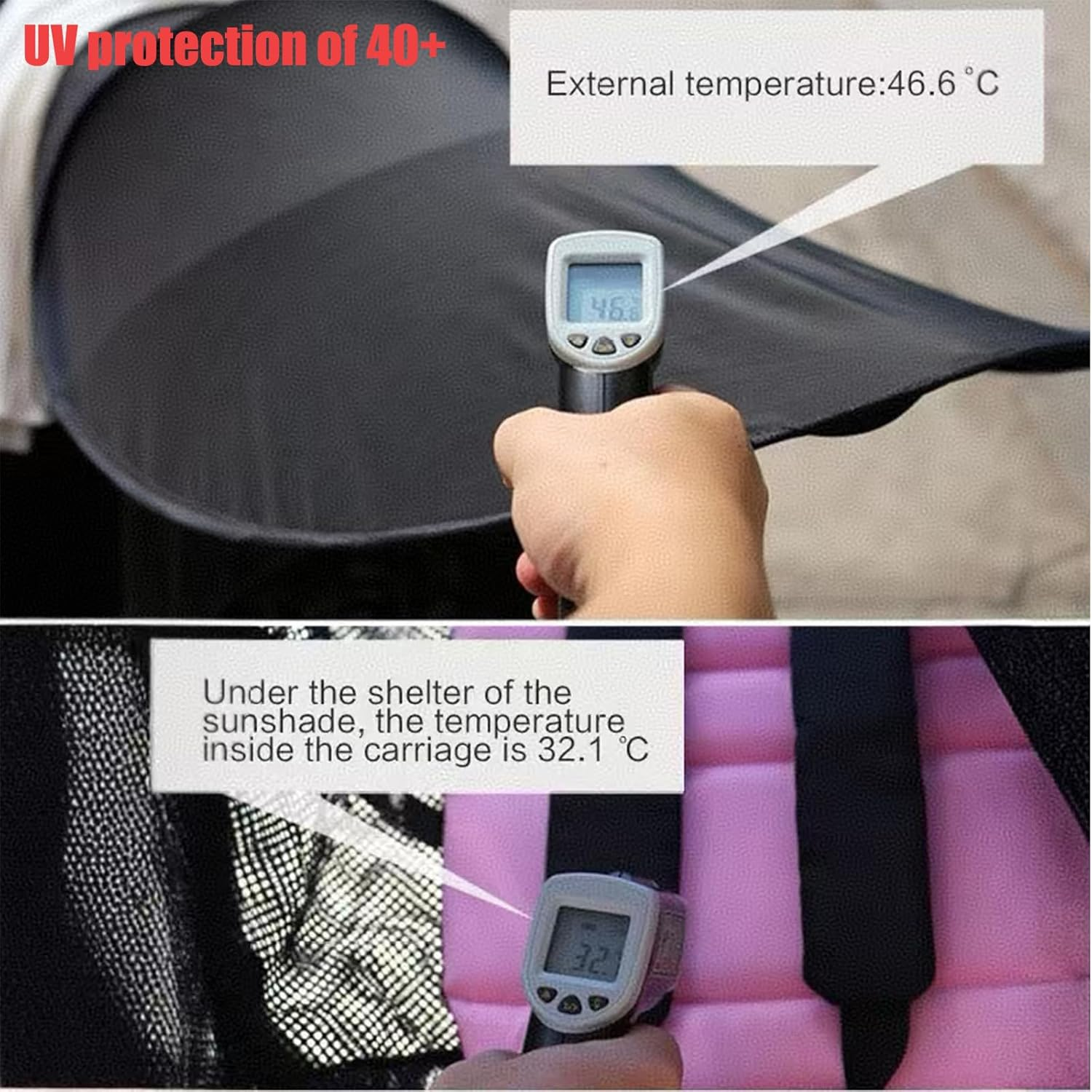 Pandaear Sun Shade for Baby Stroller Car Seats, Universal Strollers Cover Waterproof Toddler Stroller Canopy Windshield, UPF 40+ image number 4