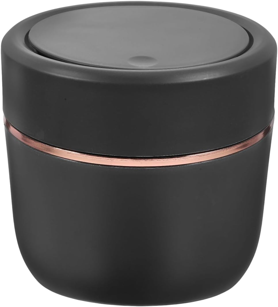 COHEALI Elegant Lidded Trash Can Portable Desktop Trash Can Miniature Rubbish Bucket Bin for Bedroom Waste Basket Bin