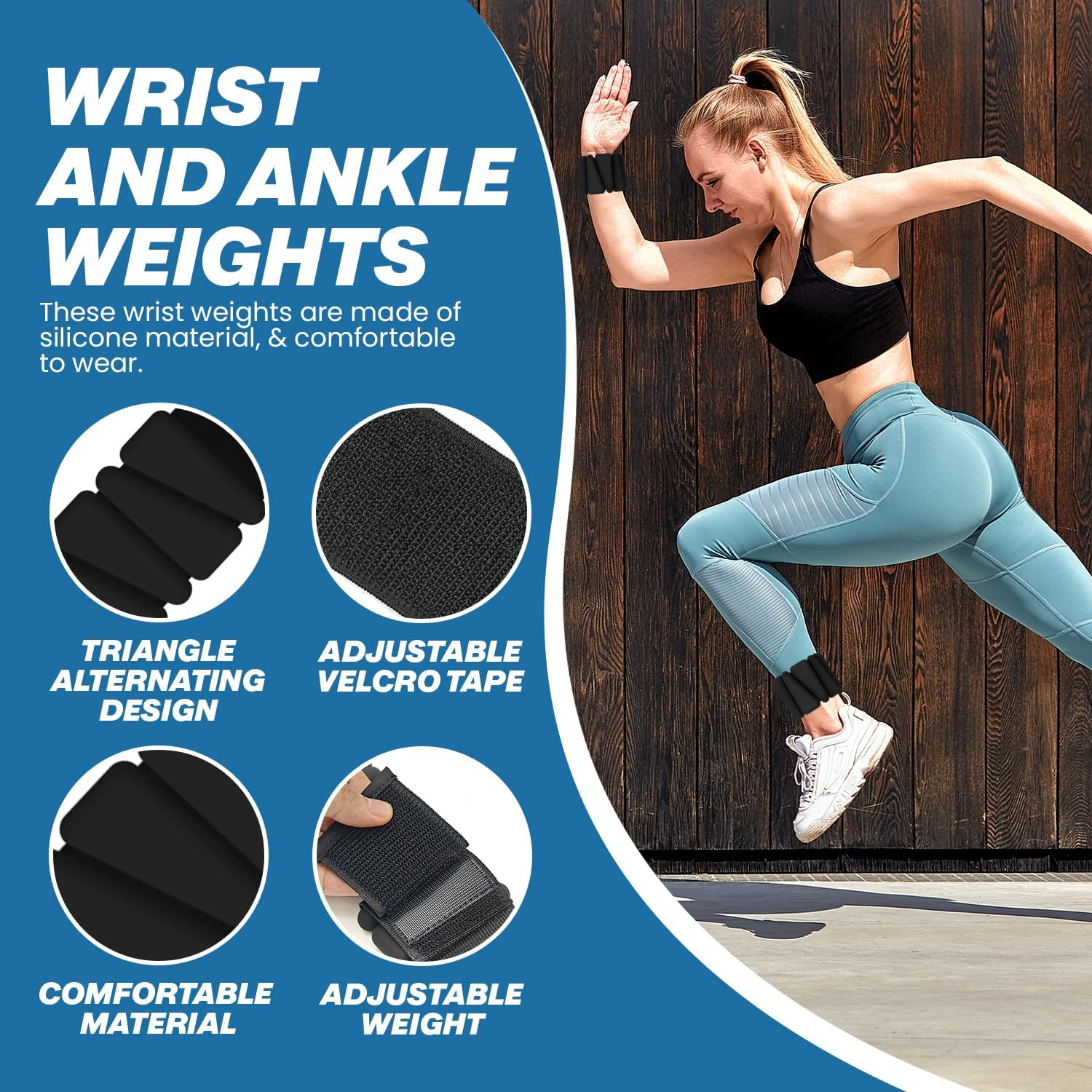 Ankle Weights, Wrist & Ankle Weights for Exercise/Home Gym, Use for Pilaties, Fitness, Weight Loss, Aerobics and Walking, Weighted Ankle Weights for Women and Men. 2 Pack, 2Ib