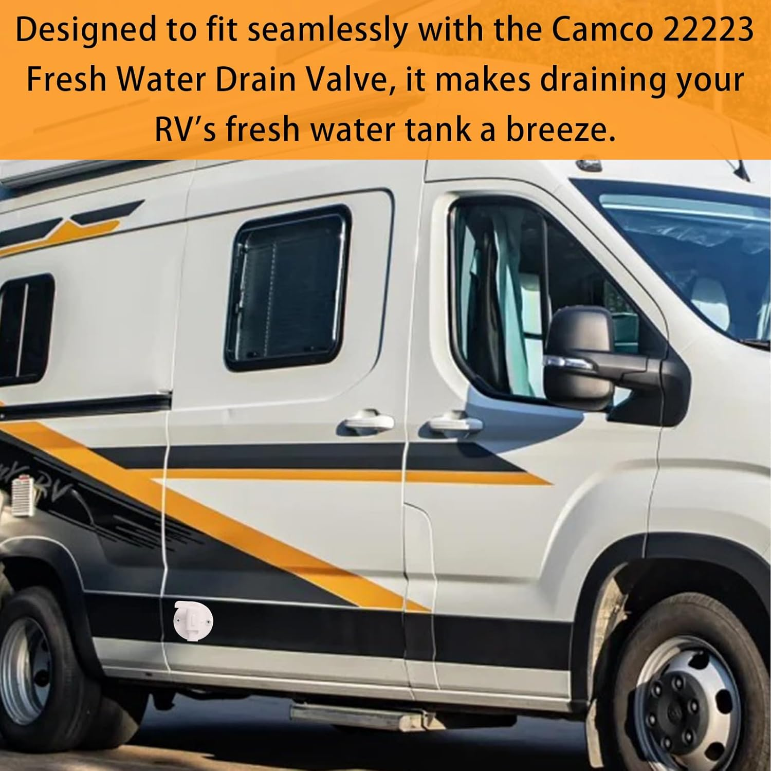 Lyreh 2 Pcs RV Water Tank Drain Valves(Fit 3/4" or 1/2" Vinyl Tubing), 3X1.9X1.9In Camper Fresh Water Tank Drain Valve Replacement for Rvs Campers Travel Trailers(White) image number 2