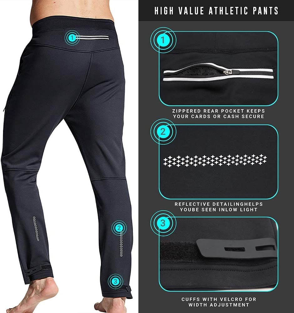 Souke Sports Men'S Bike Cycling Pants Windproof Hiking Outdoor Winter Fleece Thermal Athletic Pants image number 6
