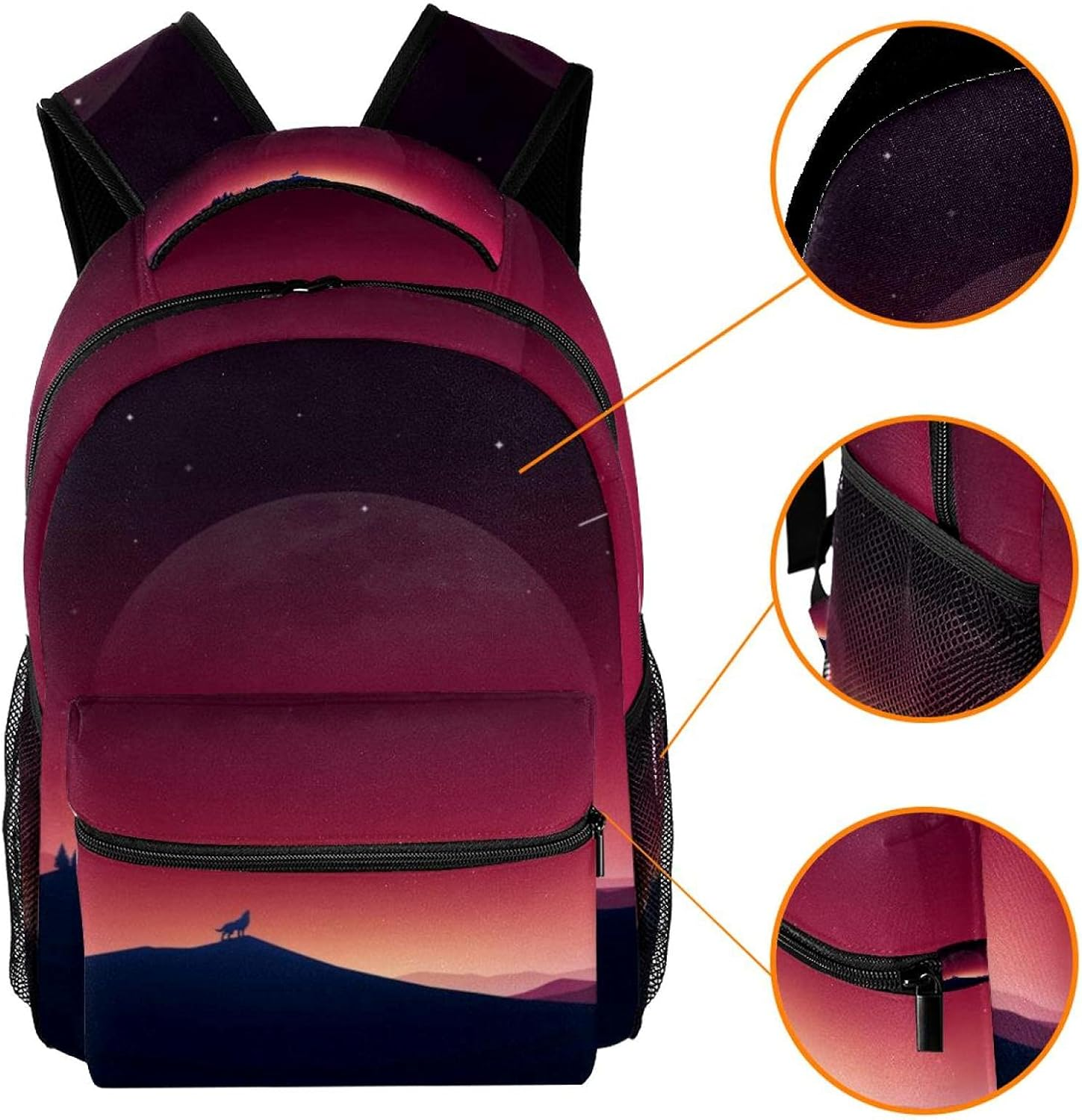 Wolf Howling in the Mountain Backpack Students Shoulder Bags Travel Bag College School Tote Backpacks image number 1