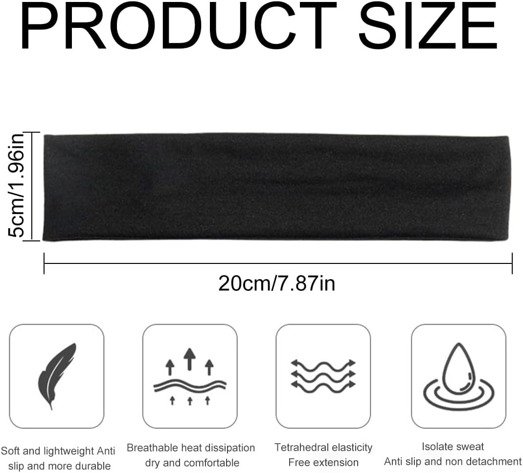 PHCOZY Women'S Thin Summer Headband Sports Headbands Sweat Hair Bands Soft Elastic Headband for Women Yoga Workout Fitness Headbands Pack of 10 image number 4