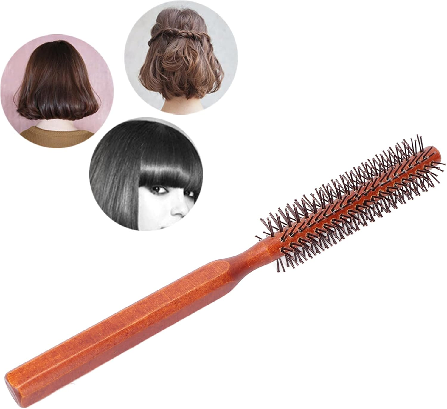 Round Hair Brush, Curling Roll Hairbrush Styling Blowout Brush Fluffy Wooden Roller Comb Styling Care Tool for Women Men Barbers Hairing Dressers Barbers Beauty Cosmetology image number 3