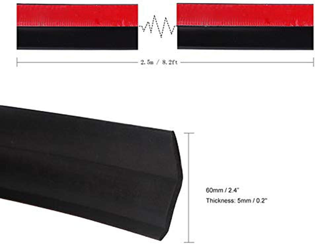 Lemonbest Universal 2.5M Car Front Bumper Lip Splitter Spoiler Rubber Skirt Protector Body Trim 8.2Ft image number 6