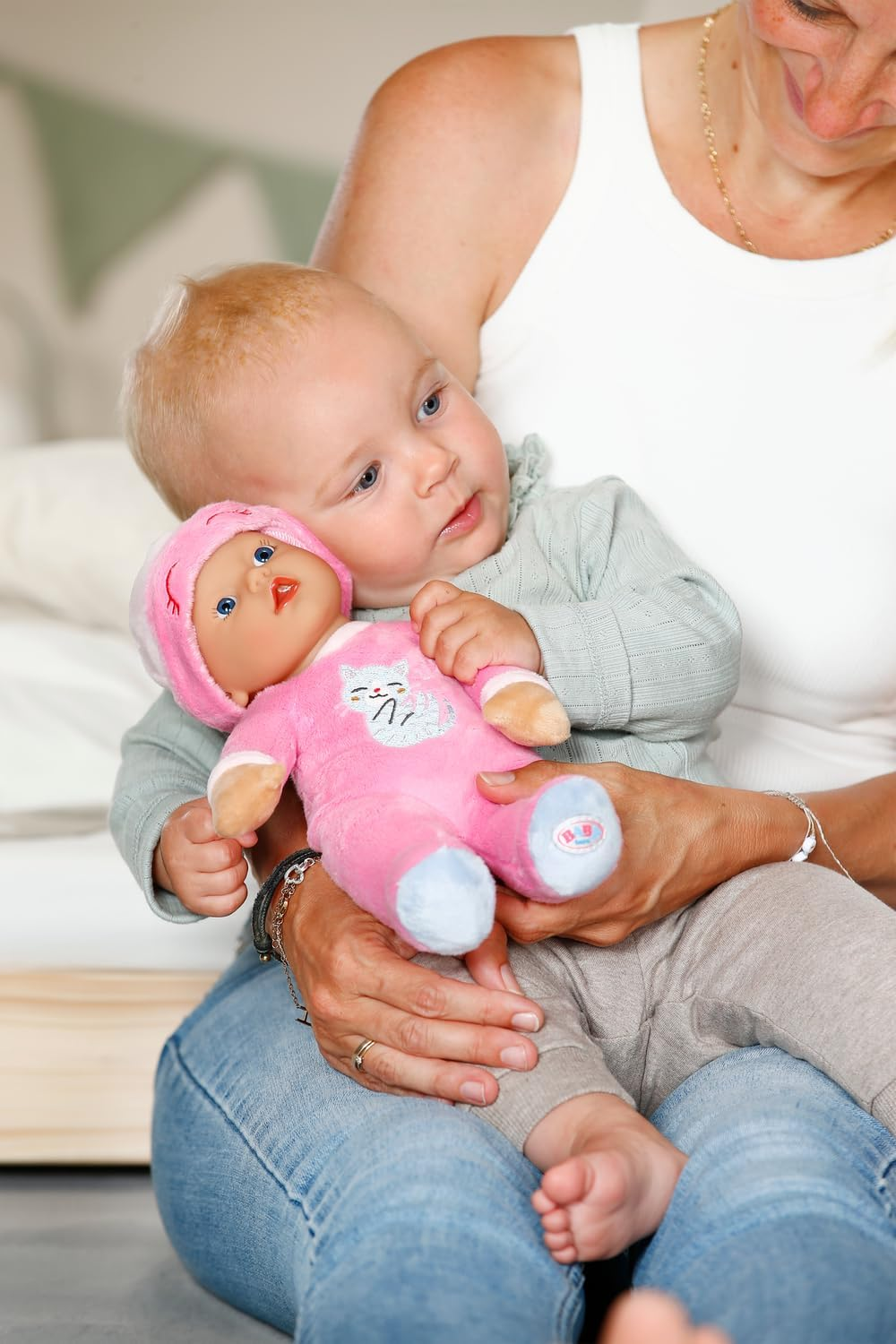 BABY Born for Babies Sleepy Pink, Soft 30Cm Pink Fabric Doll with Cat-Design Romper and Integrated Rattle for Newborn Babies, 837726 Zapf Creation image number 2