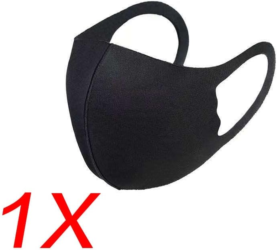 Mask 1X Black Fashion Face Mask Stretch Lightweight Fabric Covering Reusable Maskes Washable Unisex image number 1