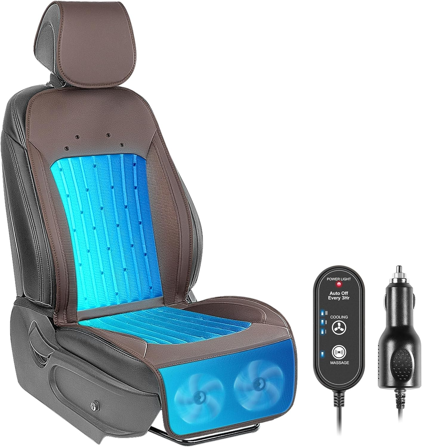 Paffenery 2025 Upgraded Cooling Car Seat Cover Front Seat, 12V-24V Ventilated Cooling Car Seat Cushion, Cooled Seat Cover for Car SUV Truck Universal Fit, Fashion Black - Fashion Beige image number 3