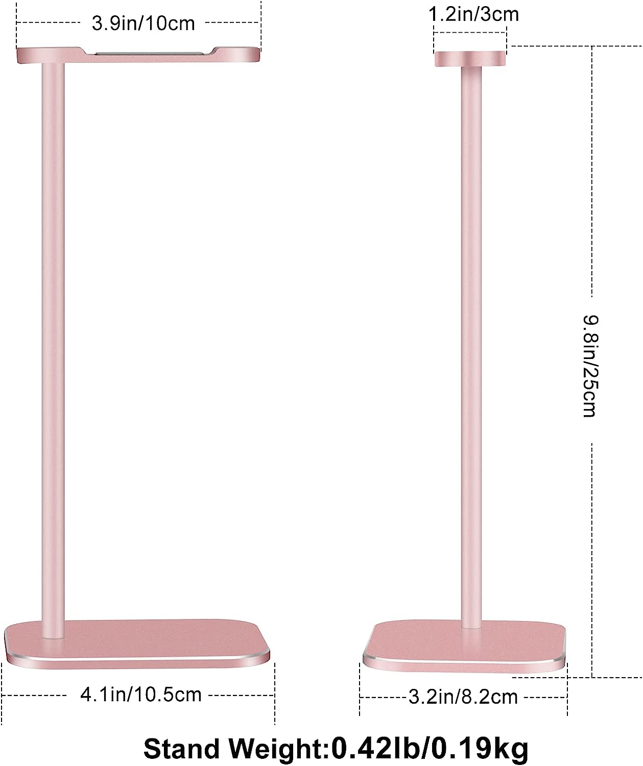 Headphone Stand Aluminum, Headset Holder with Solid Metal Base for Desk, Compatible with Most Headphones (Rose Gold) image number 2