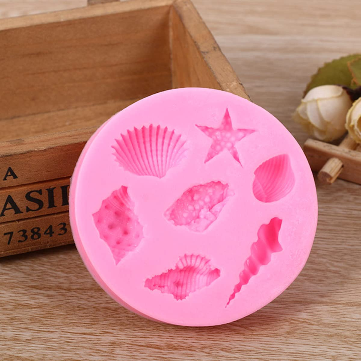 Mermaid Theme Fondant Silicone Mold,Seashell Silicone Mold Mermaid Tail Candy Chocolate Mold DIY Handmade Baking Tools for Sea Creatures Beach Theme Party Cake Decoration Set of 4