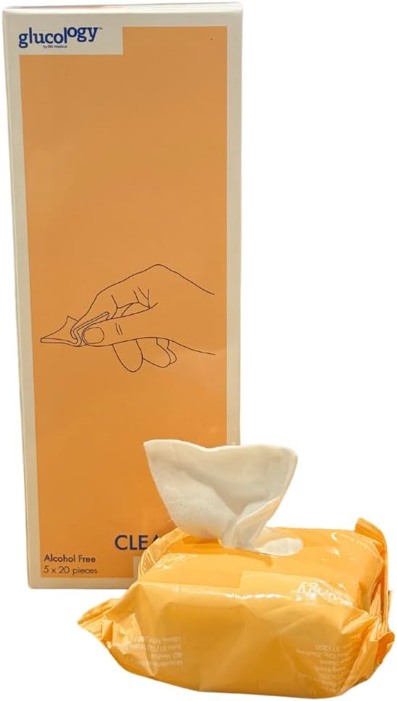 Glucology Alcohol Free Finger Cleaning Wipes | 100 Wipes | 5 Packs of 20 Wipes image number 3