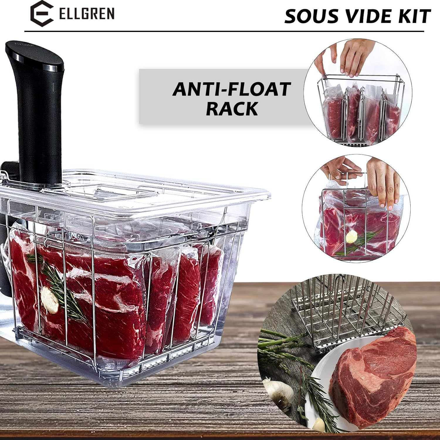 Sous Vide Container, 11L Sous Vide Rack with Lid & Rack - BPA Free Complete Sous Vide Accessories Kit for Anova, Joule, Wancle and Most Sous Vide Cookers image number 1